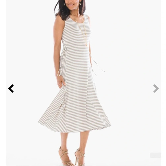 Chico’s Striped Side Lacing Tee Midi Dress US L (Chico’s 2) - Picture 1 of 16